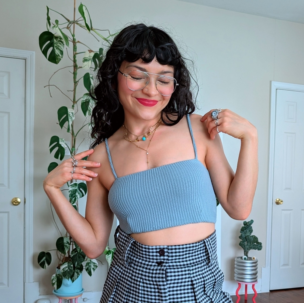 Whimsy + Row Sky Blue Ribbed Crop Top